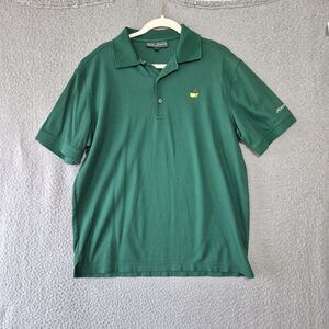 Mens Golf Polo Shirt LARGE Green Collection Masters 100% Cotton Embroidered Logo